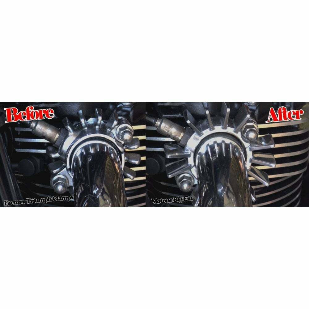 Motone Finned Exhaust Clamps TRIUMPH BONNEVILLE T100 T120 BOBBER STREET TWIN