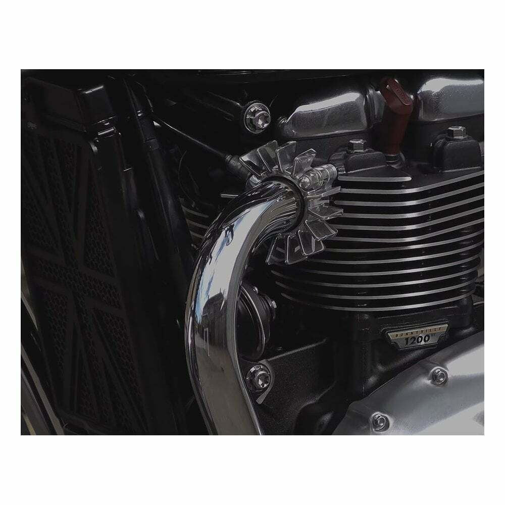 Motone Finned Exhaust Clamps TRIUMPH BONNEVILLE T100 T120 BOBBER STREET TWIN