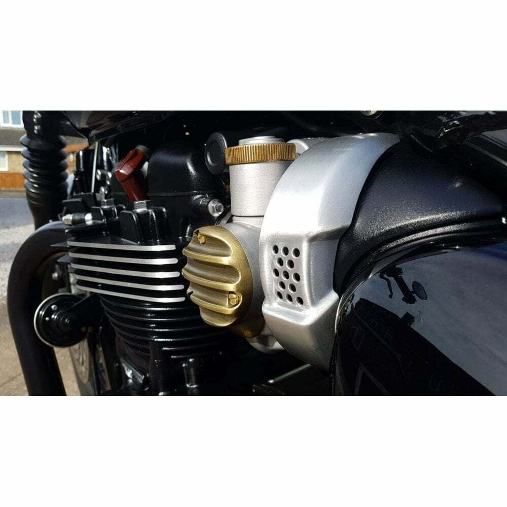 Motone Brass TPS Carb Throttle Body Cover x2 Triumph Bonneville Thruxton Bobber