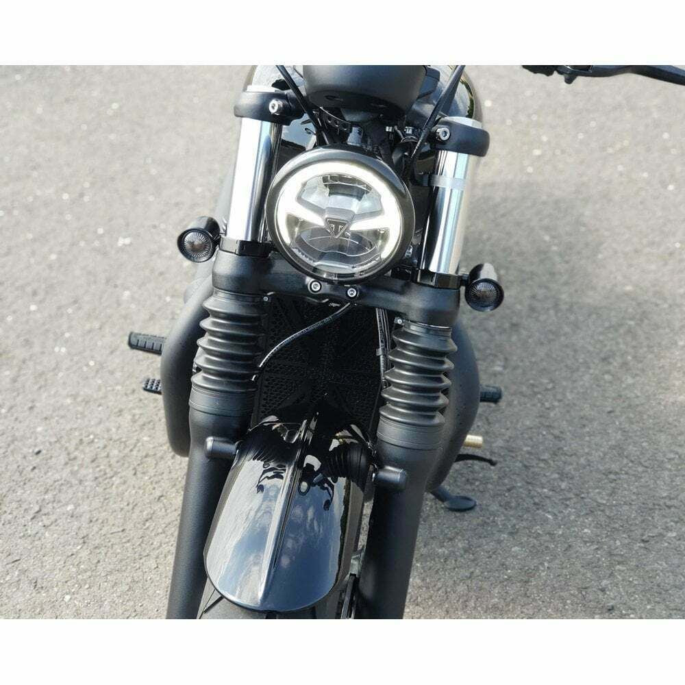Motone Fork Indicator Turn Signal Bracket Clamps Pair 47mm Triumph Bobber Black