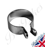 EXHAUST PIPE CLIP - UNIVERSAL  Chrome pipe to silencer clip 2"