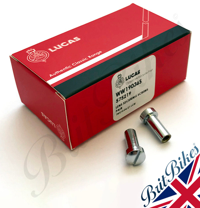 Pair of Genuine Lucas Lens Screws for the Lucas L564 Rear Lamp Lens.