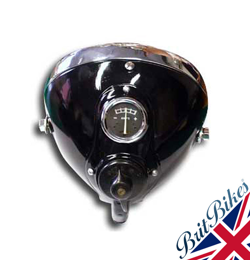 LUCAS STYLE MU42 6-1/2" HEADLAMP WITH SWITCH & AMMETER - BSA TRIUMPH LU50128F