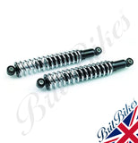 Pair of BSA A75 Rocket 3 (1969-73), Triumph T150, T160 Trident (1969-76) shocks with Open chromed springs 13.4"