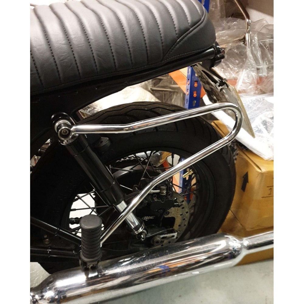MOTONE TRIUMPH BONNEVILLE SCRAMBLER THRUXTON AC PANNIER LUGGAGE RAILS POLISHED