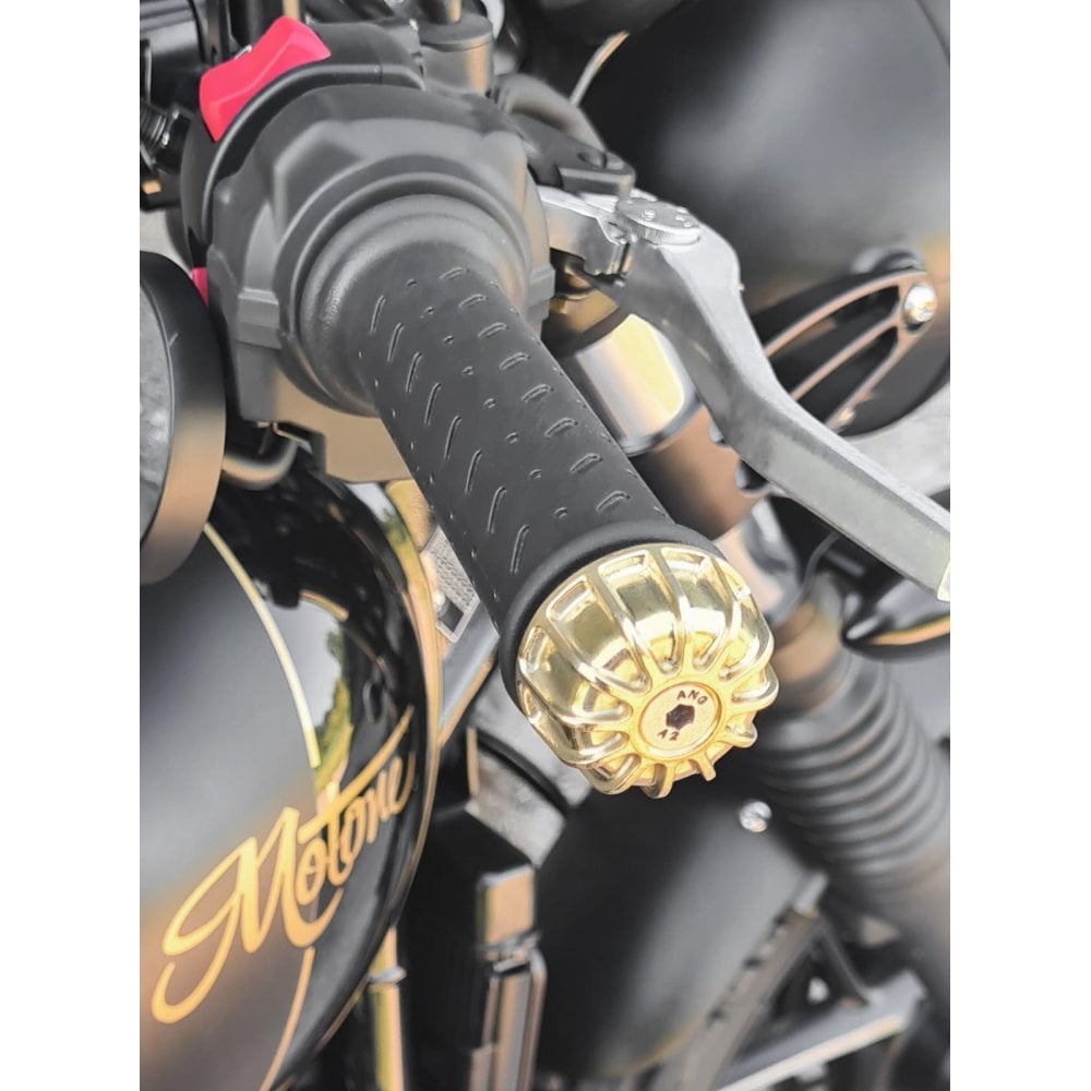 MOTONE GEMINI BRASS BAR END HANDLEBAR CAP COVERS FINISHERS TRIUMPH ETC
