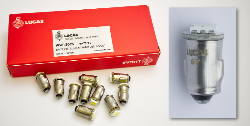 GEN LUCAS CLASSIC MOTORCYCLE LED INSTRUMENT WARNING BULB 6V BA7S BSA TRIUMPH