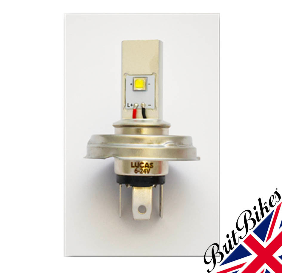 GENUINE LUCAS MOTORCYCLE CAR P45T LED HEADLIGHT BULB 6-24V DUAL POLARITY