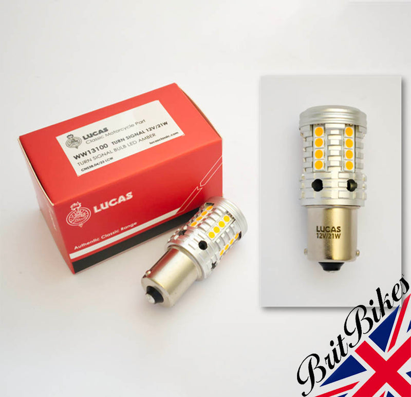 GENUINE LUCAS MOTORCYCLE CAR AMBER LED TURN SIGNAL INDICATOR BULB 12V/21W