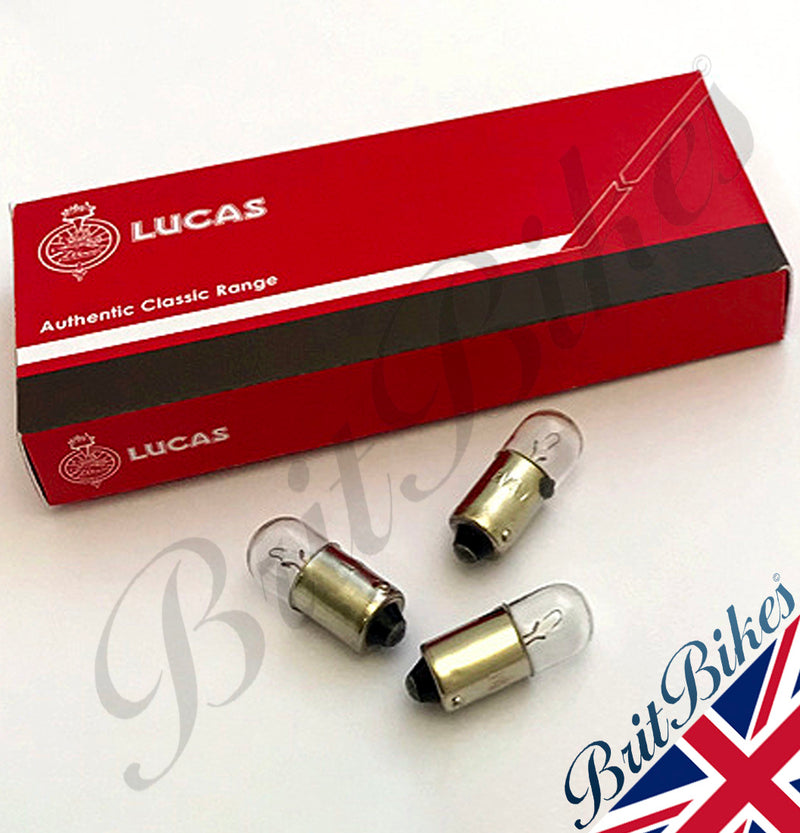 GENUINE LUCAS MOTORCYCLE PILOT LIGHT BULB 12V 4W BA9S LLB233T - CHOOSE QTY