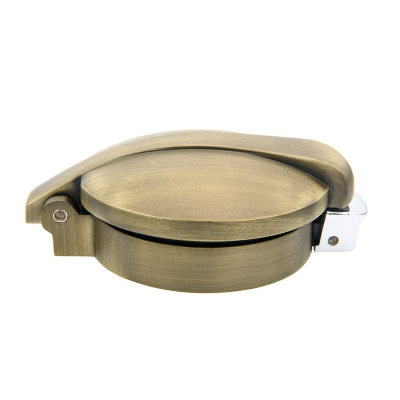 Motone Monza Flip Up Gas Tank Cap 2.5"/62mm Brass Triumph and Harley Davidson