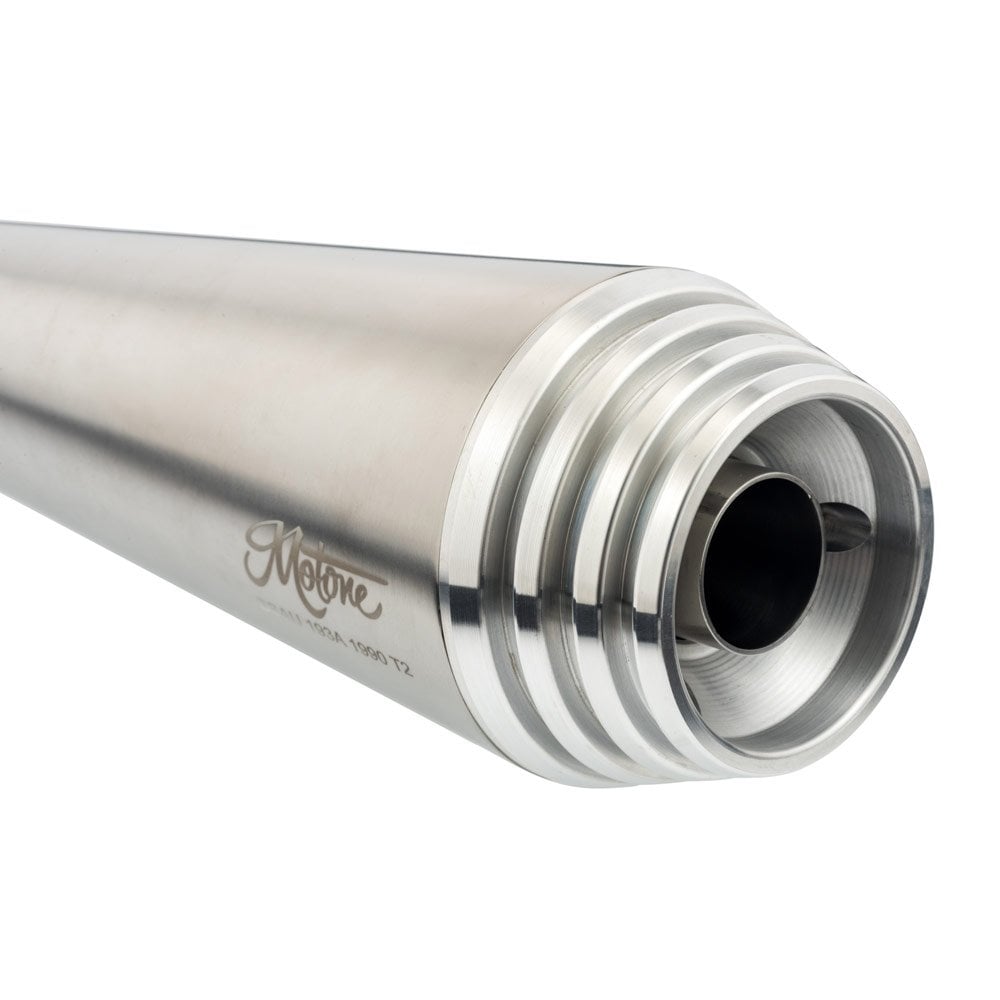 Motone Saturn V - Exhaust Silencers - Triumph Street Twin & Street Cup - Brushed