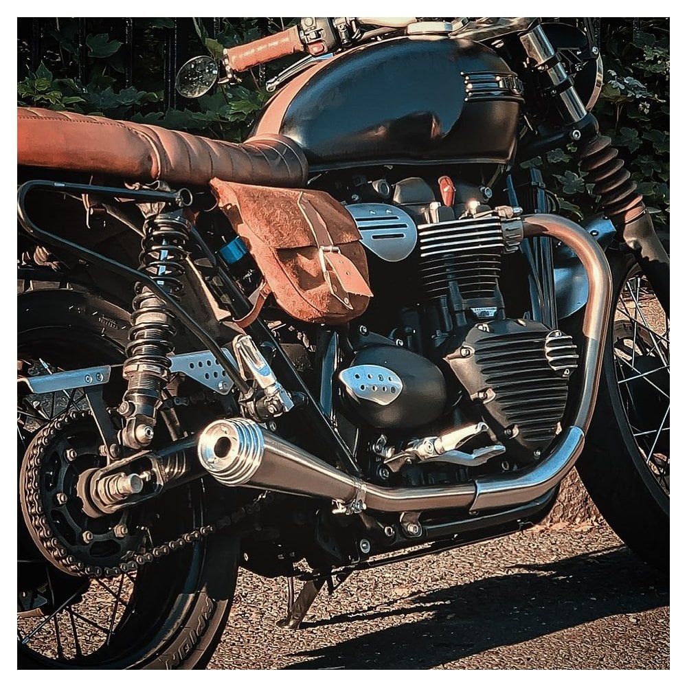 Motone Saturn V - Exhaust Silencers - Triumph Street Twin & Street Cup - Brushed