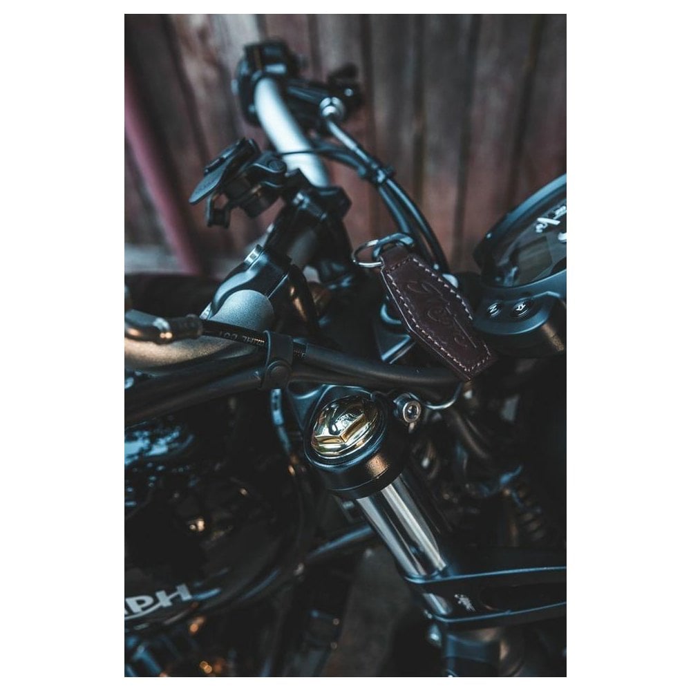 MOTONE THE GUVNORS BRASS FORK TOP NUTS CAPS PAIR TRIUMPH BONNEVILLE SE SCRAMBLER