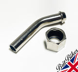 45 DEGREE 5/16" 8MM HOSE ELBOW FUEL OIL PIPE SPIGOT AND 1/4 NUT 82-3353