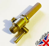 MOTORBIKE ROUND BRASS LEVER TYPE FUEL PETROL TAP 1/8'' x 1/4'' MADE IN ENGLAND