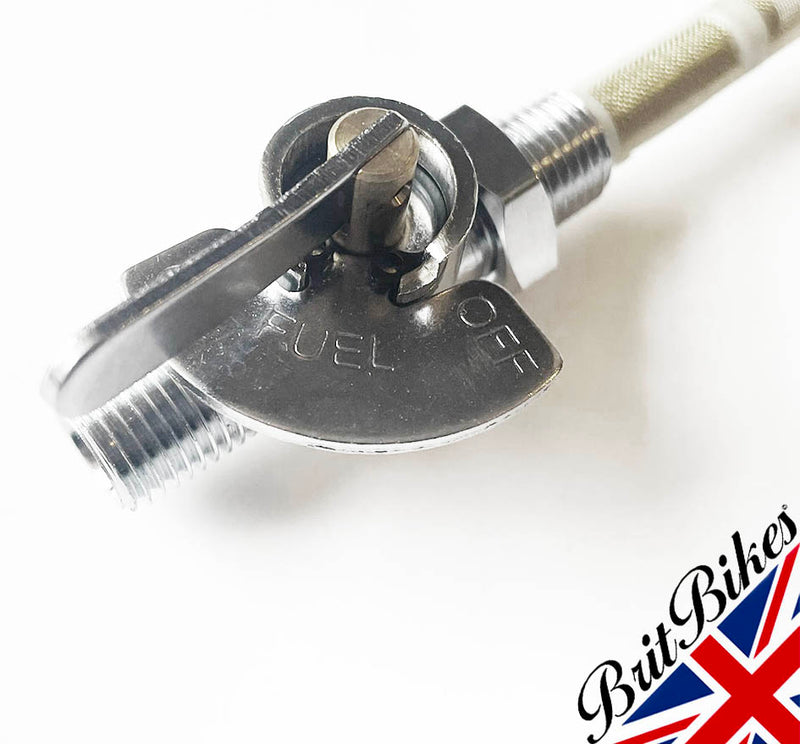 FUEL PETROL TAP CHROME FILTER MAIN 1/4" NORTON TRIUMPH T120 T140 T150 60-4511