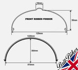MOTORBIKE UNIVERSAL 5" FRONT RIBBED STEEL MUDGUARD 125MM X 810MM RAW STEEL
