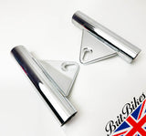 PAIR OF CHROME PLATED HEADLAMP BRACKETS NORTON COMMANDO (71-) 06-2028, 06-2029