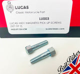 GENUINE LUCAS MO1 MAGNETO PICK UP SCREWS - SET OF 2 - LU003