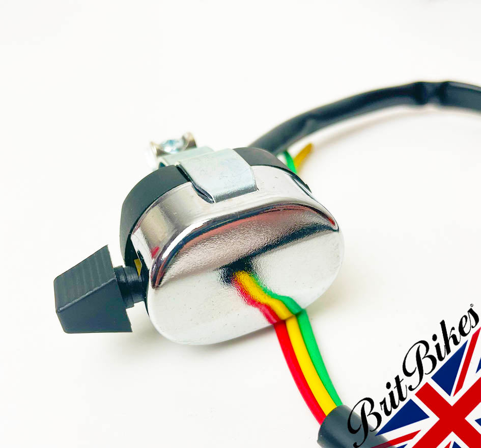 UNIVERSAL CHROME MOTORBIKE INDICATOR SWITCH CUSTOM CAFE RACER ETC ...