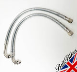 BSA A7 A10 SWINGING ARM MODELS ARMOURED OIL FEED PIPES UK MADE - 42-8346 42-8347