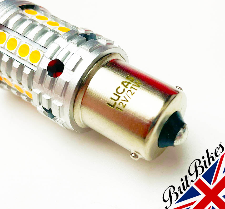 GENUINE LUCAS MOTORCYCLE CAR AMBER LED TURN SIGNAL INDICATOR BULB 12V ...
