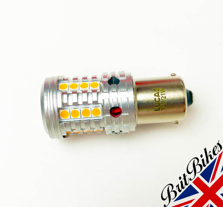 GENUINE LUCAS MOTORCYCLE CAR AMBER LED TURN SIGNAL INDICATOR BULB 12V ...