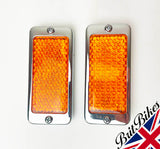 PAIR OF AMBER OIL COOLER REFLECTORS - TRIUMPH T150 T160 TRIDENT 19-1338 19-1119