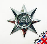 BSA ENGINE TIMING CASE COVER BADGE '350' AS FITTED ON B40 350 MODELS - 41-0120