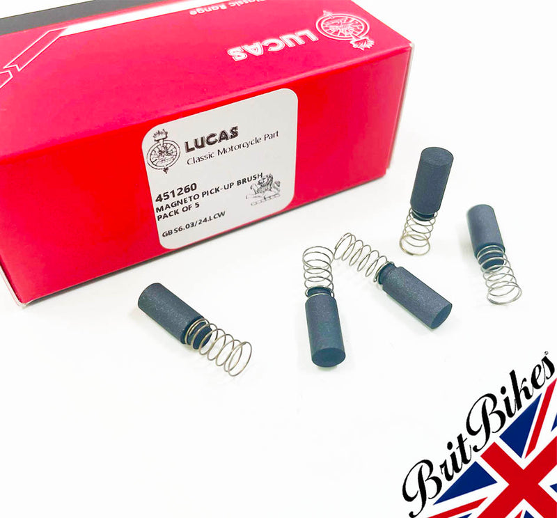 GENUINE LUCAS MAGNETO BRUSHES - PACK OF 5 - MAG PICK-UP BRUSHES LUCAS K2F 451260