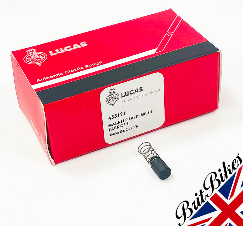 ONE GENUINE LUCAS MAGNETO EARTH BRUSH & SPRING TWIN CYL K2F 455190, 455191