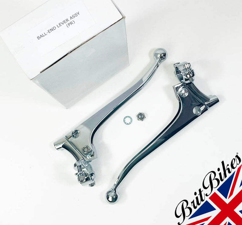 CLUTCH & BRAKE LEVER PAIR 7/8" BALL ENDED PREMIUM QUALITY - NORTON VELOCETTE