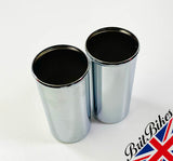PAIR OF CHROME PLATED BOTTOM COVERS FOR GIRLING TYPE MOTORBIKE SHOCK ABSORBERS