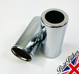 PAIR OF CHROME PLATED BOTTOM COVERS FOR GIRLING TYPE MOTORBIKE SHOCK ABSORBERS