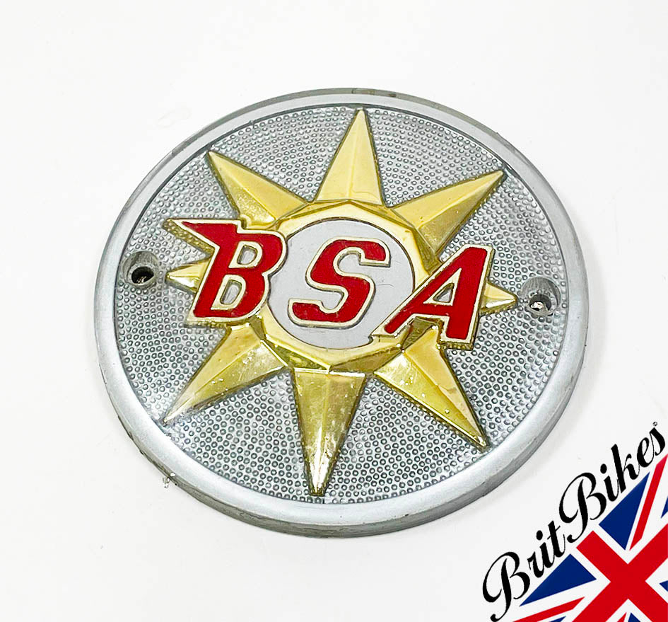 PAIR OF BSA BANTAM B40 A65 ROUND PETROL TANK BADGES GOLD SILVER 41-800 ...