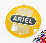 PAIR OF YELLOW ARIEL ROUND TANK BADGES - SINGLES, TWINS & 1000 SQUARE - 5004-56