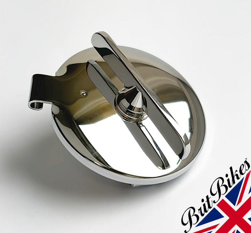 2.5" CHROME HINGED PETROL TANK CAP - NORTON 16H, ES2 (1936-54) & AJS MATCHLESS