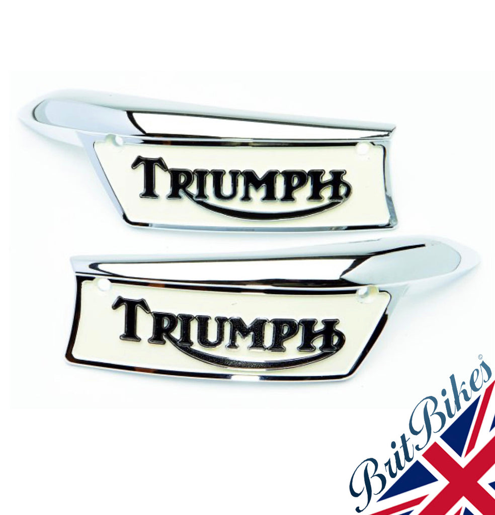 Pair Tank Badges Triumph T120 T140 Tr6 Tr7 T150 82 9700 82 9701 Uk Usa Brit Bikes Classic