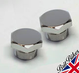 PAIR OF BSA TRIUMPH FORK TUBE CHROME TOP NUT 97-2652 41-5146 41-5129