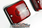MOTORBIKE REAR LAMP UNIVERSAL TAIL LIGHT DUAL LENS SQUARE WITH ALLOY MOUNTING