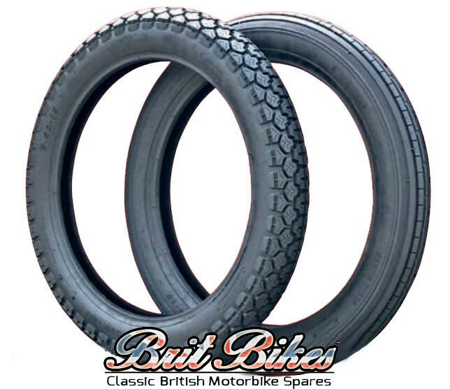 PAIR OF CLASSIC MOTORCYCLE TYRES 3.25 X 19 FRONT & 3.50 X 19 REAR BSA