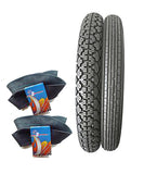 PAIR OF CLASSIC BSA TYRES & INNER TUBES 3.25 X 19 FRONT & 3.50 X 19 REAR