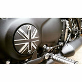 MOTONE TRIUMPH BONNEVILLE CLUTCH COVER PLATE - UNION JACK BLACK POLISH CONTRAST