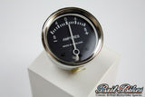 AMMETER 1-3/4 DIAMETER BLACK DIAL WITH CHROME BEZEL 8AMP MADE IN ENGLAND 36084