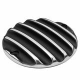 Motone Triumph Bonneville Clutch Badge Cover - Ribbed Black Polished Contrast