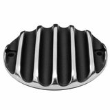 Motone Triumph Bonneville Clutch Badge Cover - Ribbed Black Polished Contrast