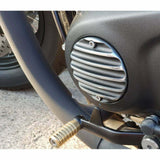 Motone Triumph Bonneville Clutch Badge Cover - Ribbed Black Polished Contrast