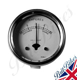 AMMETER - 2" WHITE DIAL WITH CHROME BEZEL READING 8-0-8 MADE IN ENGLAND - 36084