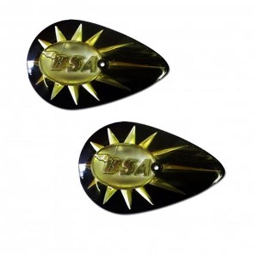 BSA A65 A7 A10 B40 C15 BLACK GOLD PETROL FUEL TANK BADGES 40-8122 40-8 ...
